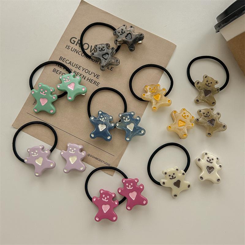 Adorable Cartoon Heart Bear Hair Tie & Band Set