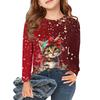 Christmas Day Girls Long Sleeve T Shirts Kids Fall Tops Crewneck Printed Basic Tees