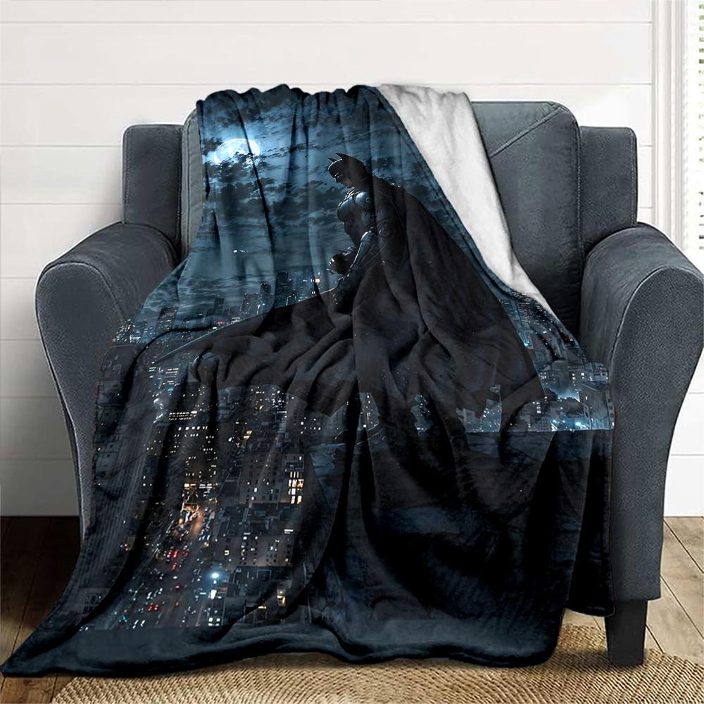 1pc Batman Night Cityscape Flannel Blanket Soft Warm Throw for Home, Office, Travel, All-Season Cozy Bedding GiftL1068