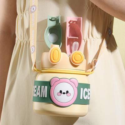 Heat Resistant Cartoon Cover Cute Girl Thermos Cup Stainless Steel Straw Pot Belly Cup Children Cute Portable Water Cup