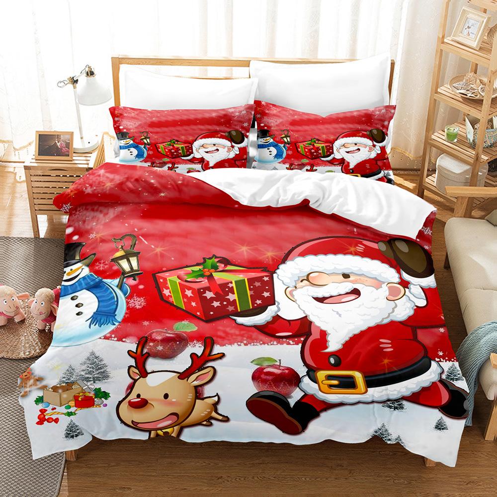 3D Digital Printing Three-Piece Set, Christmas Santa Series Bedding Kit