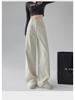 Women's White High-Waisted Wide-Leg Jeans: Autumn/Winter Retro American Style Loose Fit.