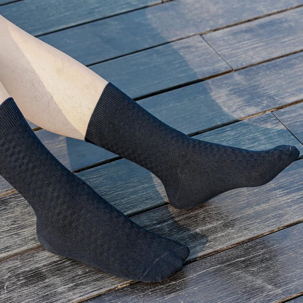 Business Formal Suit Calf High Quality Suitable for Set of 5 [YUEDGE] Men's Socks, Socks, Breathable, Non-Sweaty, Grey, Cotton, Men, 23-25cm,