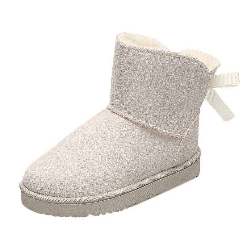 Schneestiefel Damen Winter Samt verdickt Schnee Baumwolle Schleife dicksohlige große Baumwollschuhe warme Stiefel Damen