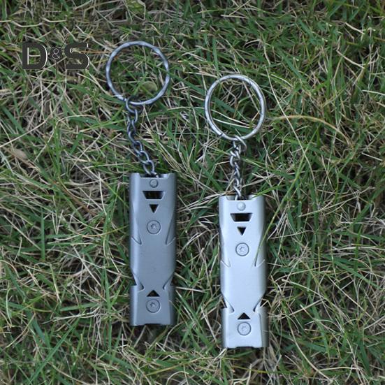 Çift Tüplü Hayatta Kalma Düdüğü 150dB Yüksek Desibel Ağır Hizmet Paslanmaz Çelik Taşınabilir Seyahat Mini Kamp Avcılık Yürüyüş Açık Hava Acil Durum Düdüğü