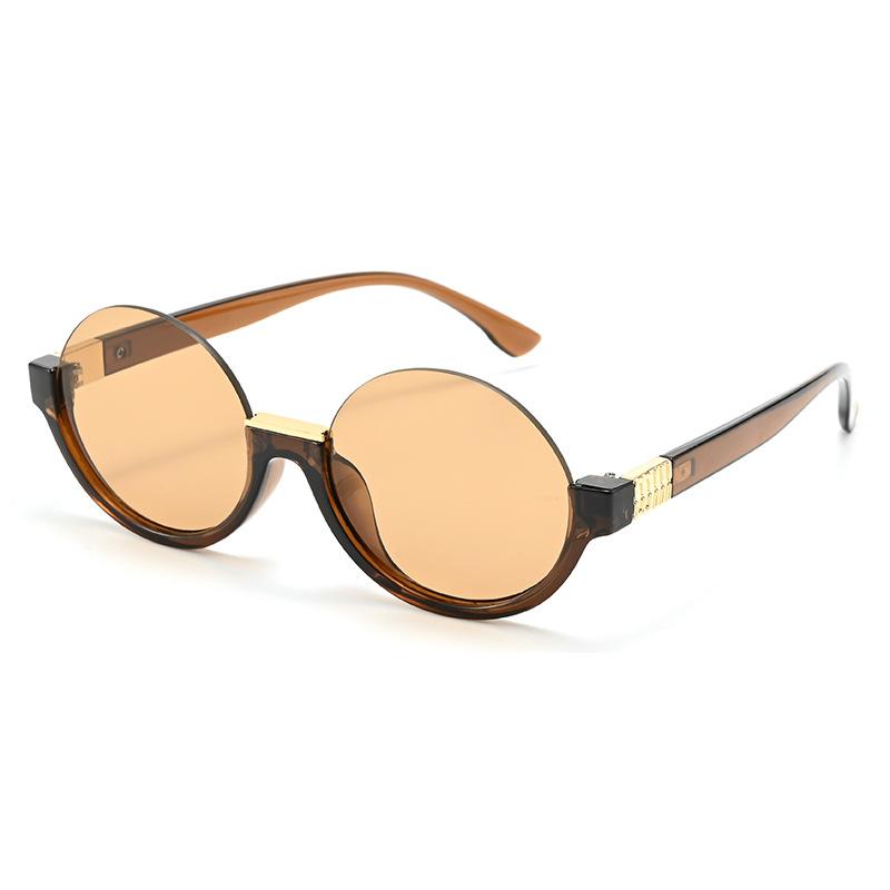 Vintage half-frame old money wind leopard print brown sunglasses female tide small face advanced sense street shot seaside vacation sunglasses