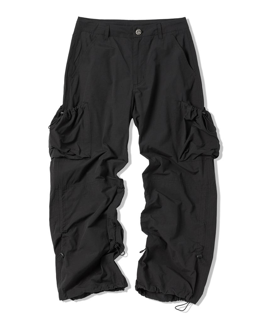 TRAVEL String Cargo Pocket Pants Black