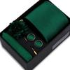 Men'S Business Tie Square Scarf Cufflink Corsage Gift Box Dress Plain Striped 4-Piece Tie