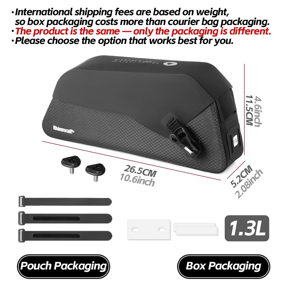 

Rhinowalk Bicycle Top Tube Bag Waterproof Bike Front Frame Storage Bag Screw & Strap fixed Cycling Travel For MTB Road Gravel Box Pack