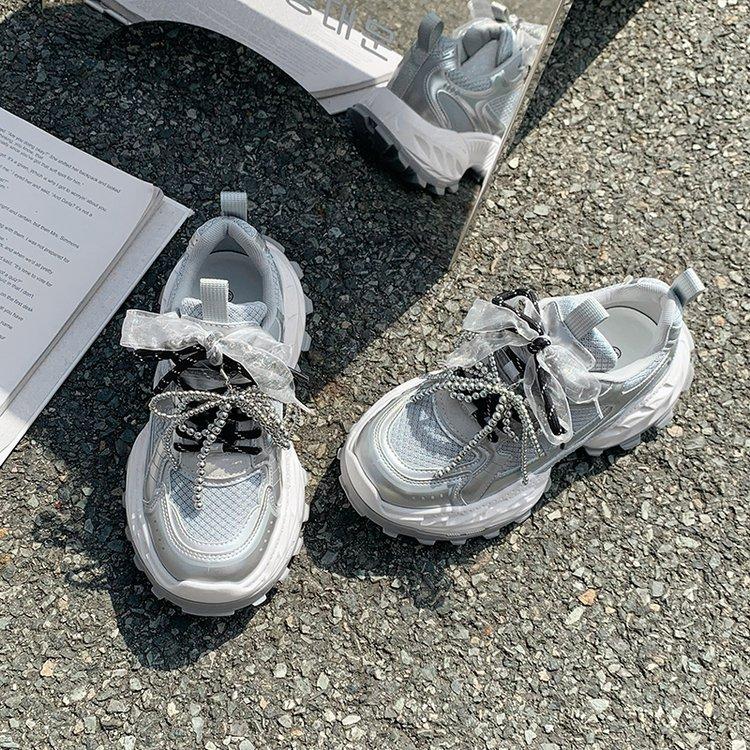 Cowhide version~ Leather heightened platform dad shoes women's 2025 spring new versatile casual fashion sneakers