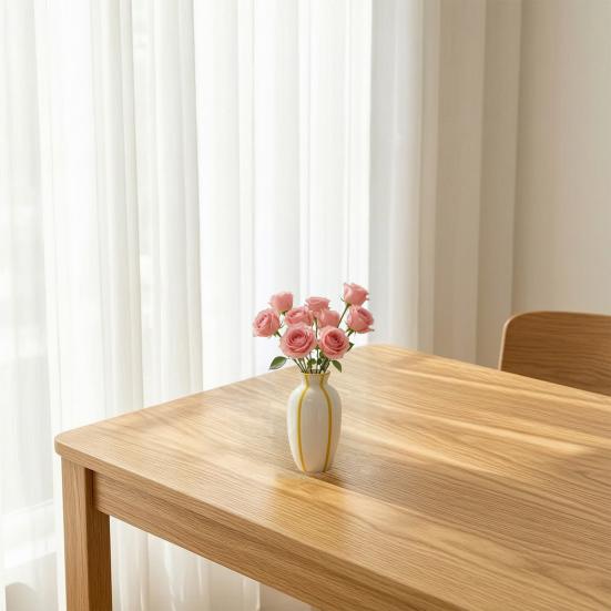 Striped Ceramic Flower Vase, Modern Decorative Vase for Fresh or Dried Flowers, Flower Holder Container for Living Room Table Centerpiece