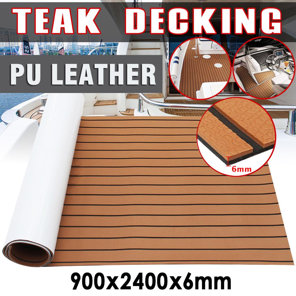 2400X900X6MM Brown EVA Foam Boat Marine Yacht Floor Mat Faux Teak Decking Sheet