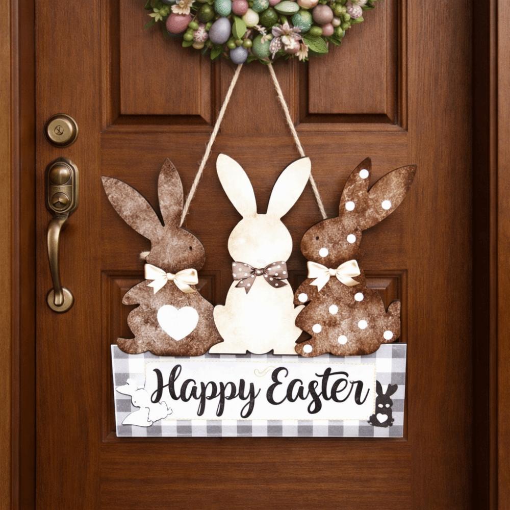 Reusable Wooden Sign Plaque Rustic Look Rabbit Door Hanging Sign Plaque Ornament  Front Door