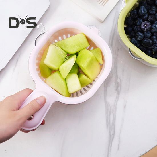 Drain Basket Colander Fruits Vegetables Strainer Dual-Layer Design Food-Grade BPA Free Kitchen Draining Basket with Handle