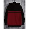 Black and Red Contrasting Minimalist Striped Design Hoodie for All Seasons Comfort, Machine Washable Casual Pullover