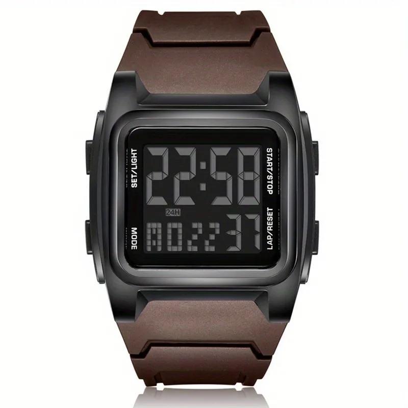 Reloj Electrónico Deportivo Cuadrado Estilo  Vida  Los Hombres Relojes Impermeables  Pulsera Luminoso Multifunción