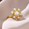 Elegant Luxury Women's Engagement Ring Adorned Flower Like Imitation Pearls Wedding Anniversary Valentine's Day Jewelry Gift