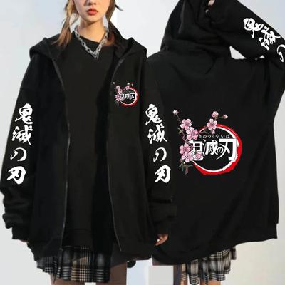 Anime Kochou Shinobu Zipper Hoodie Manga Winter Autumn Casual Harajuku Demon Slayer Kimetsu No Yaiba Coats Sweatshirt