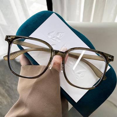 TR90 Rivet Large Frame Women's Anti-blue Light Flat Mirror Xiaohongshu Plain-face Internet Celebrity with Myopia Glasses Frame