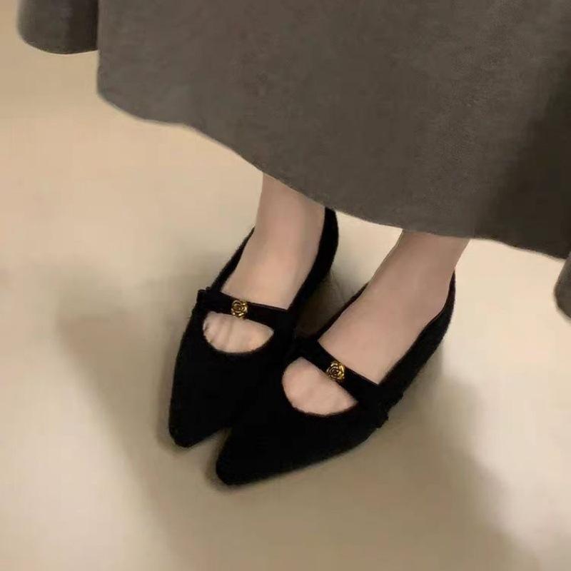 Inner height increase French retro woolen Mary Jane single shoes women's autumn and winter new plush warm woolen shoes