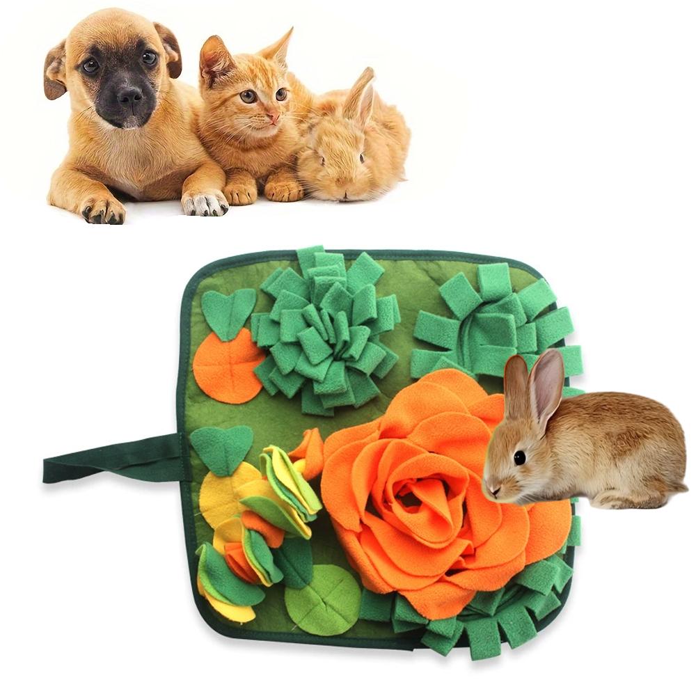 

Rabbit Pet Snuffle Mat for Small Animals Dogs Puzzle Toy Feed Mat for Bunnies Guinea Pigs Hamsters Puppies Slow Feeder Treat Mat 45cm x 45cm оранжевый
