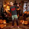Long Sleeve Halloween Print Pajama Set for Adults and Kids Comfortable Homewear Top and Pants Matching Family Outfits