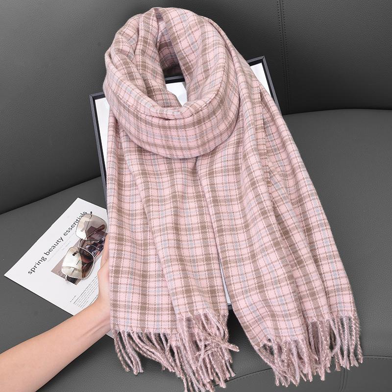 2025 New Scarf Women's High-end Imitation Cashmere Color Plaid Autumn and Winter Warm Plaid Shawl