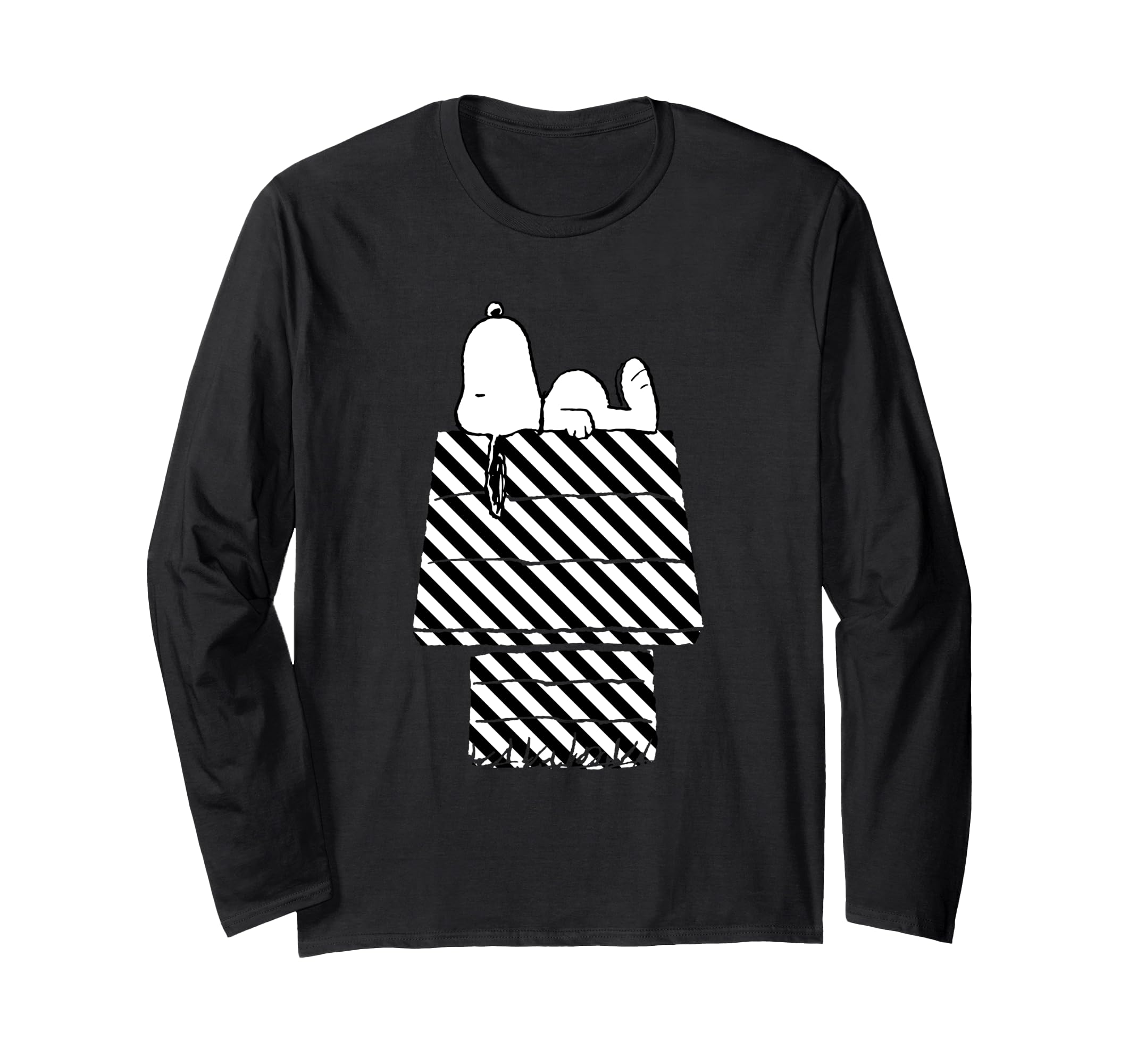 

PEANUTS Snoopy Black and White Striped Dog House Long Sleeve T-Shirt чёрный