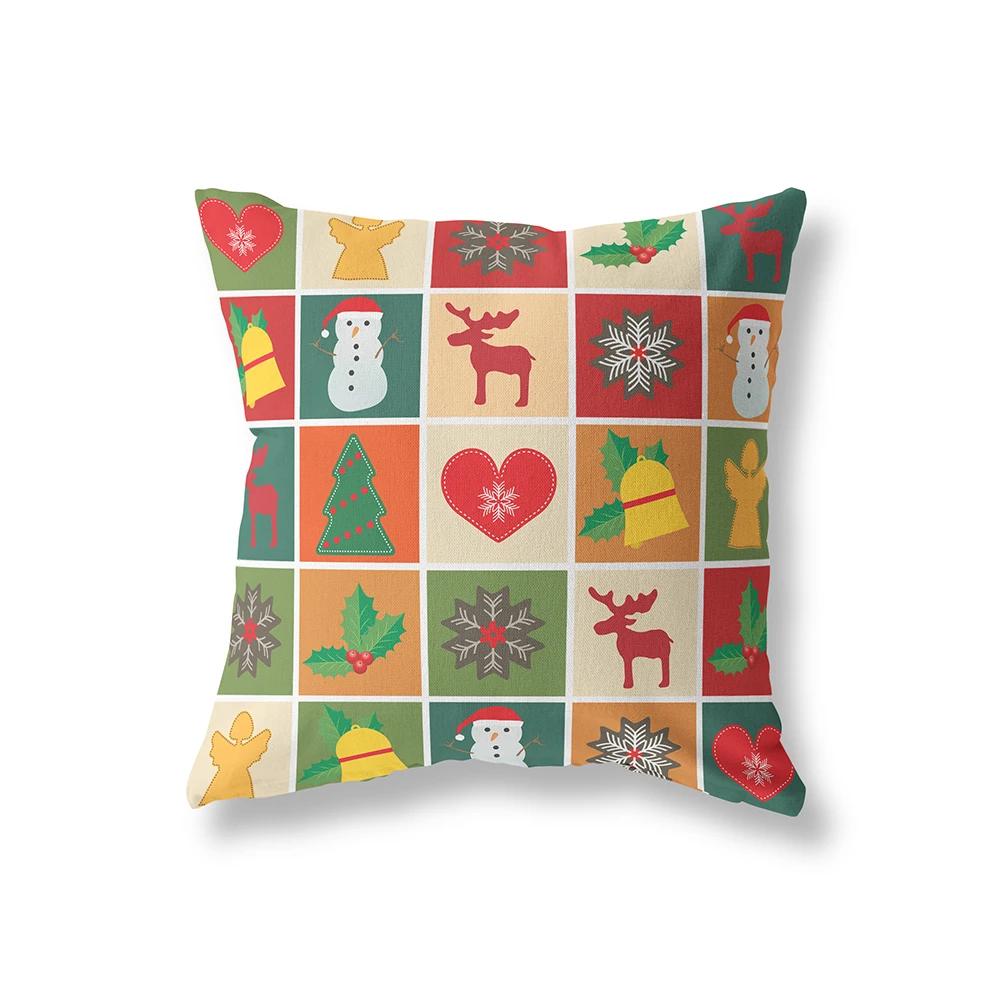 

Полиэстеровая наволочка с принтом на рождественскую тематику, для украшения дивана в гостиной. Квадратная подушка. 66x66cm бордовый