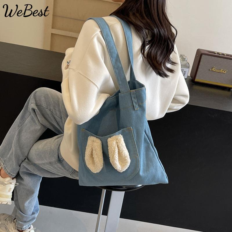 

Denim Bag 2025 New Large-capacity Fashionable Cute Rabbit Ears Casual Tote Bag
