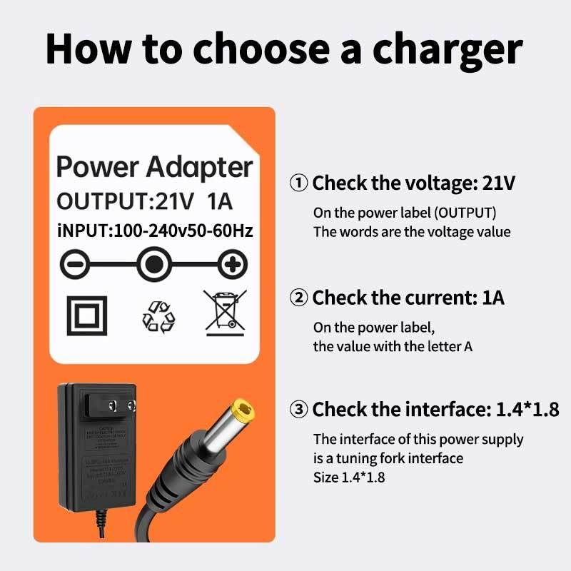 Universal Lithium Battery Chargers 21V1A 2A Smart Charger For Ebikes Scooters Power Tools