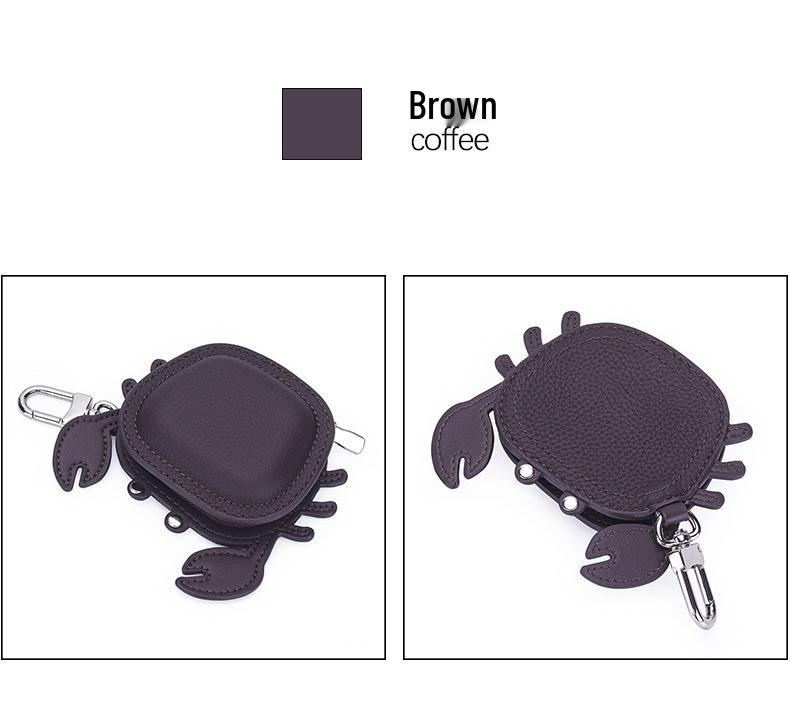 First Layer Cowhide Crab Pendant Keychain & Leather Coin Purse
