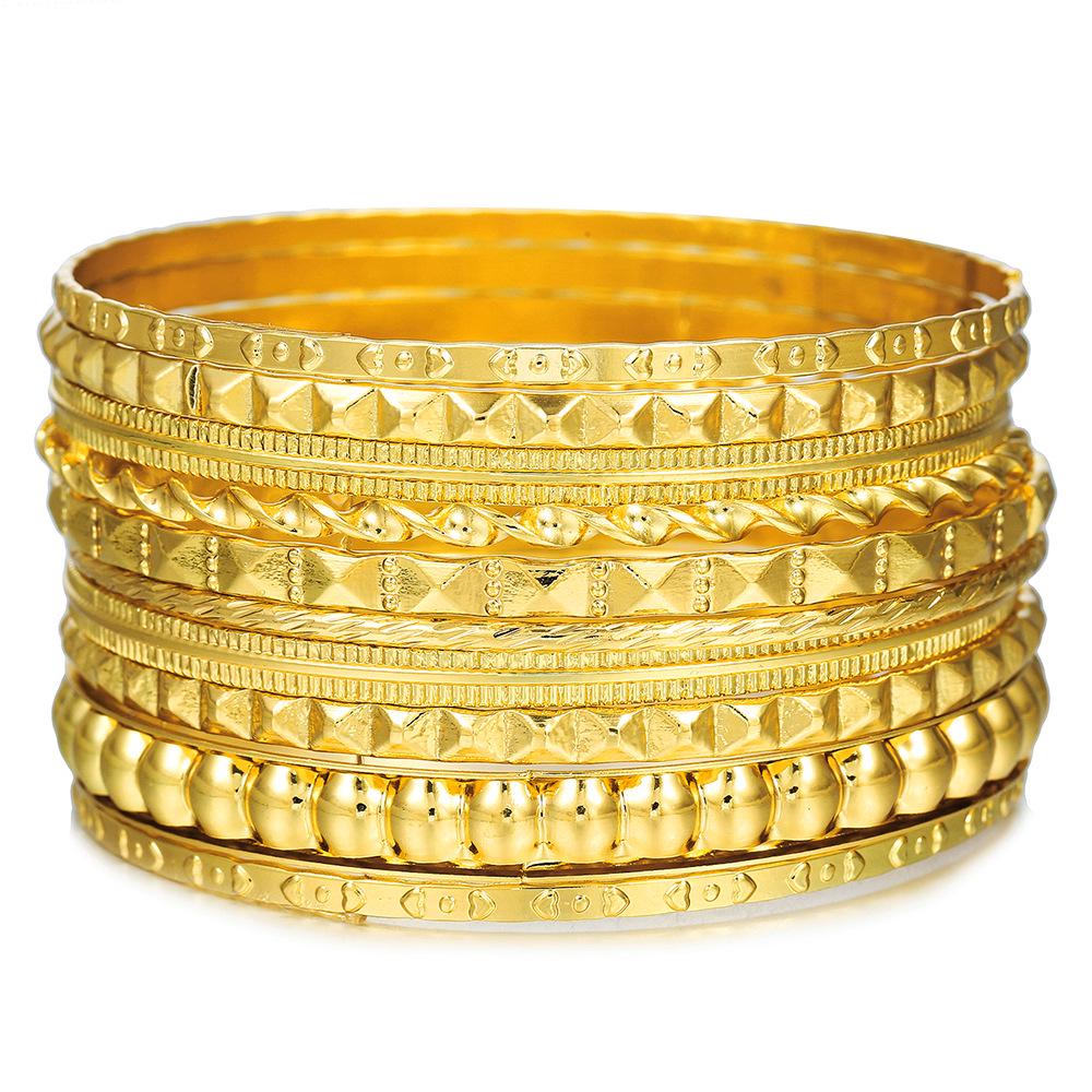 Conjunto de Pulseiras Étnicas Boêmias Banhadas a Ouro - Joias de Estilo Ocidental Antigo