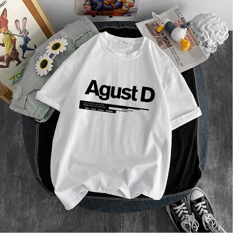 New Korean Version of KPOP Agust D Printed Tshirt D2 Album Women Tshirt Yoongi Shirt Teen Clothes Streetwear Crew Neck Tees