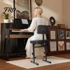 Piano Stool H-style Bench, 5 Height Adjustable Chair with Black Padded Practice Seat Cushion, Music Keyboard Bench Backrest for Musicians Kids Adults