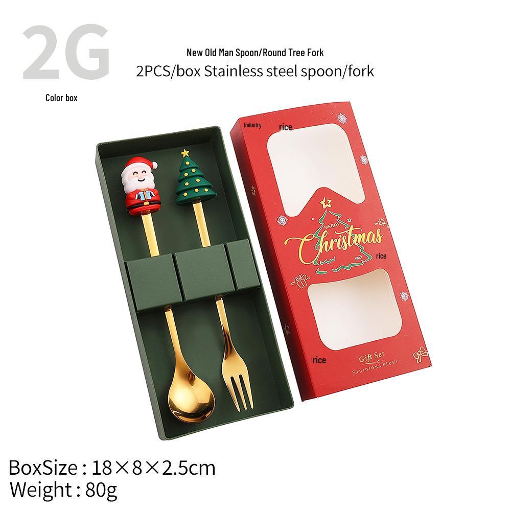 Christmas Tree Spoon & Fork Set – Santa Claus Holiday Gift