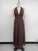 2026 Sexy Retro Polka Dot Halter Neck Dress: European & American Style, Slim Fit, Deep V-neck, Spaghetti Straps.