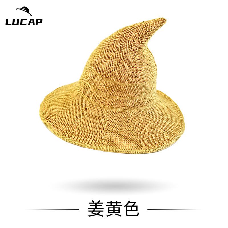 New Halloween Carnival Party Regular Wizard Hat Foldable Knitted Hat Pointed Witch Hat