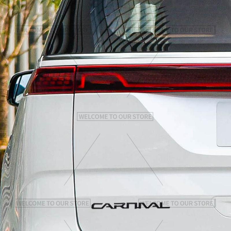 AAAGS1 3D Car Styling For Kia Carnival Letter Emblem HEV LX EX SX Prestige Badge Metal Stickers Rear Trunk Decals Auto Accessories