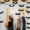 Halloween Bats Wall Decor 3D Halloween Bat Decorations Glow Eyes Bats 128 Pieces Scary Bats Wall Decoration For Bathroom Kitchen