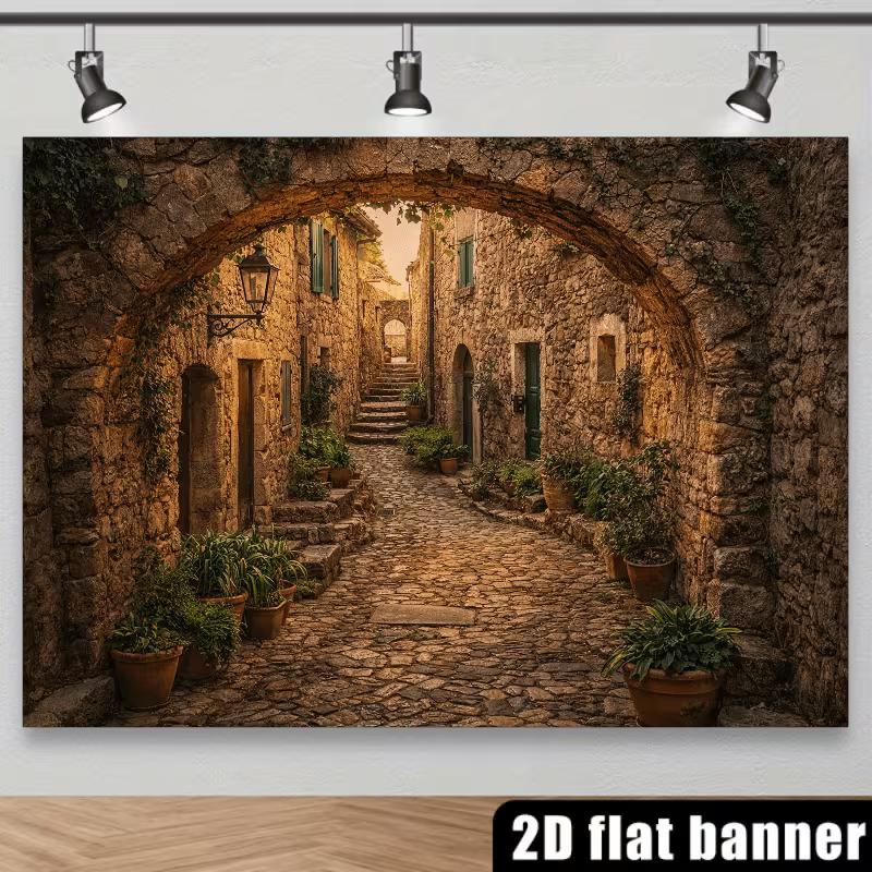 2D Europäisches Rustikales Straßenporträt Foto Hintergrund