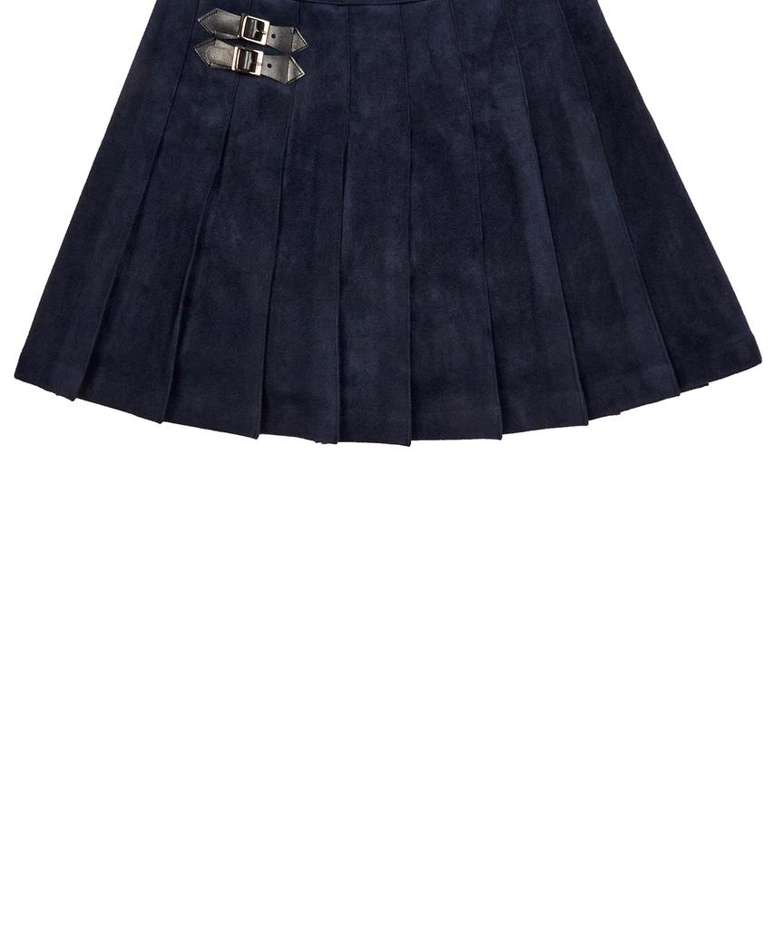 Love Is True Vl Suede Pleats Skirt(Navy)