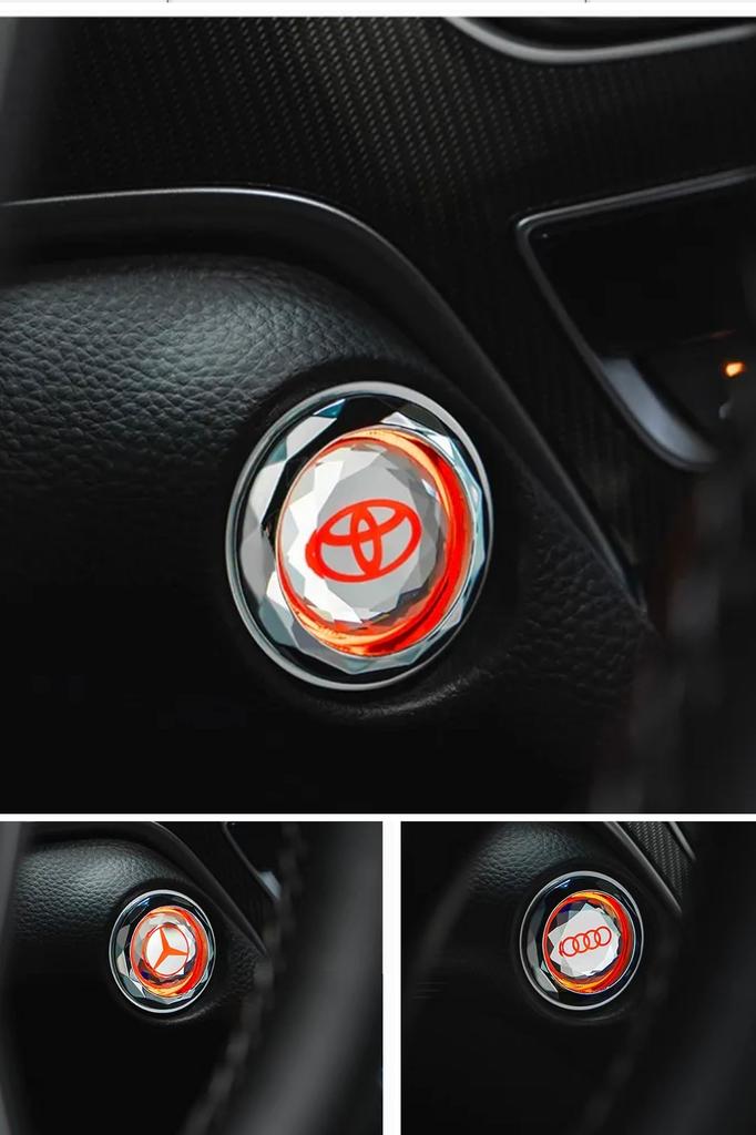 Toyota Start Car Styling Compatible with Camry Mark and Aqua Crystal Engine Start Button Cover One-Button Sticker, C-HR 86, Prius, RAV4, Prado, Crown,
