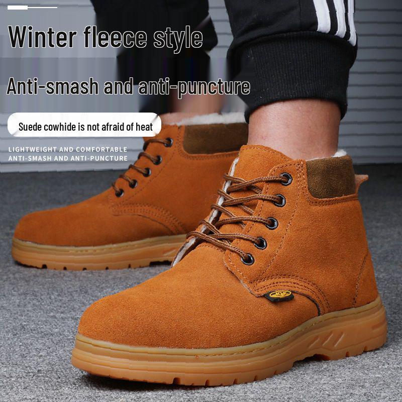 Unisex Winter Steel Toe Work Shoes - Anti-Smash, Anti-Puncture, Lightweight, Anti-Odor, Plus Velvet Cotton Lining for Welders.