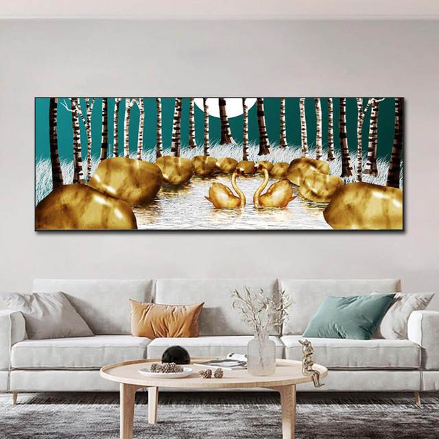 Modern Heart Swan Love Canvas Painting Nordic Animal Posters and Prints Wall Art Pictures Living Room Home Decor No Frame