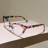 Irregular Pattern Contrasting Plastic Cat Eye Frame Reading Glasses Casual and Fashionable Anti Blue Light Presbyopia Eyeglasses
