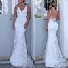 Summer Bridal Wedding Dress Deep V-neck Sleeveless Backless Bandage Sling Lace Dresses