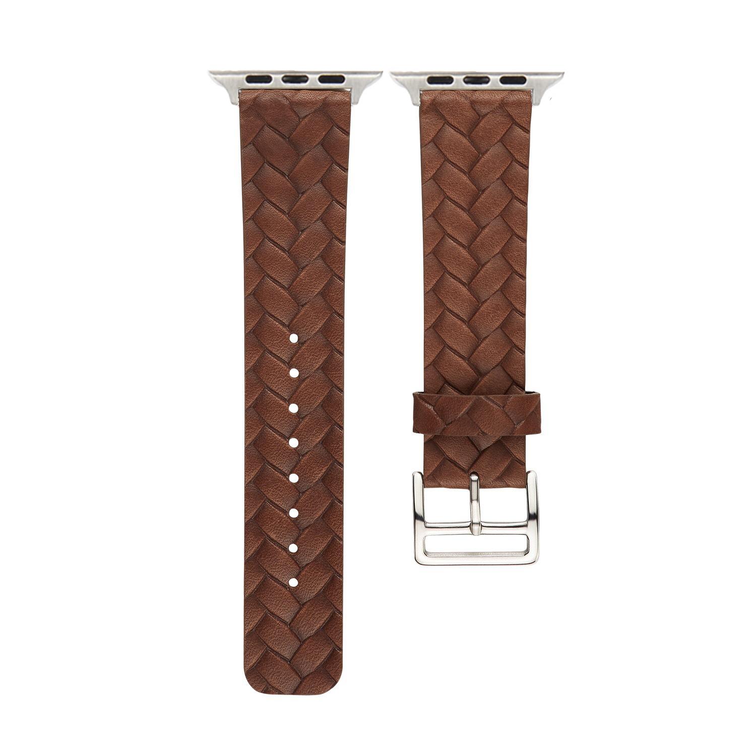 

Watch Strap for Apple Watch Series 10 42mm/9 8 7 41mm/SE (2023) SE (2022) SE 6 5 4 40mm/3 2 1 38mm Leather Watch Band Woven Texture Brown