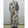 Cotton Linen Printed Plus Size Summer Dress Women V-neck Casual Loose Oversized Dress Woman Simple Vintage Floral Elegent Dresses 24363