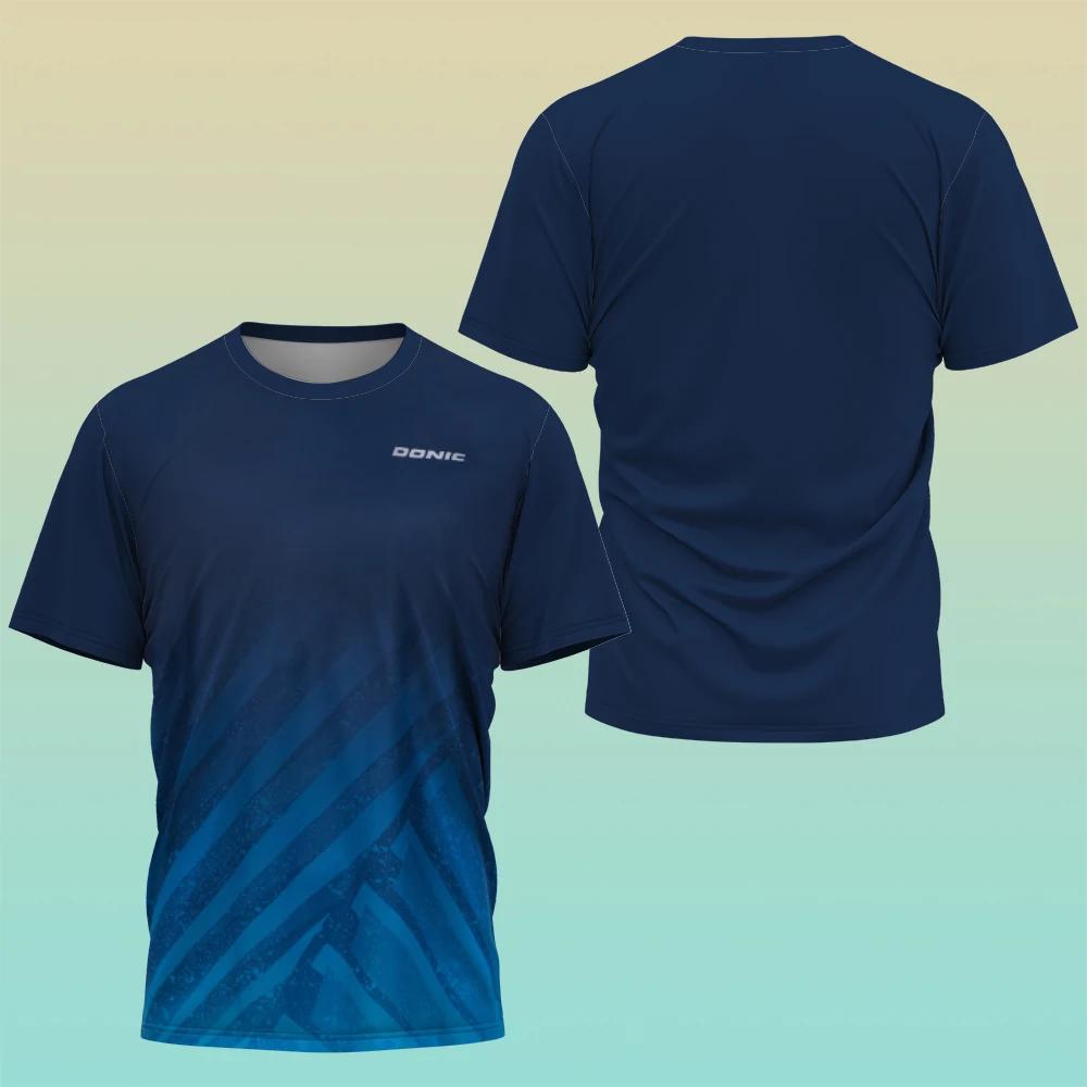 Summer Men's Table Tennis Training Uniform, Casual and Comfortable Sports Short Sleeved Top, 3D Printed O-neck Short Sleeved T-shirt